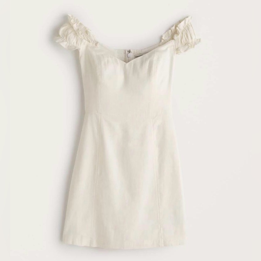 Abercrombie Off-the-Shoulder Corset White Mini Dress, size M